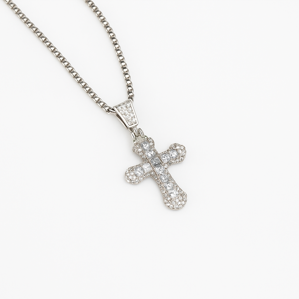 💎 Iced Cross Pendant – Noirlink Edition