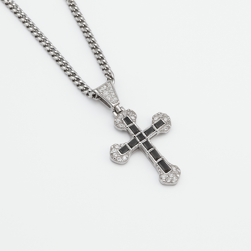 💎 Iced Cross Pendant – Noirlink Edition
